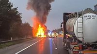 Major incident declared after car transporter fire
