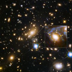  Galaxy and Cluster Create Four Images of Distant Supernova 