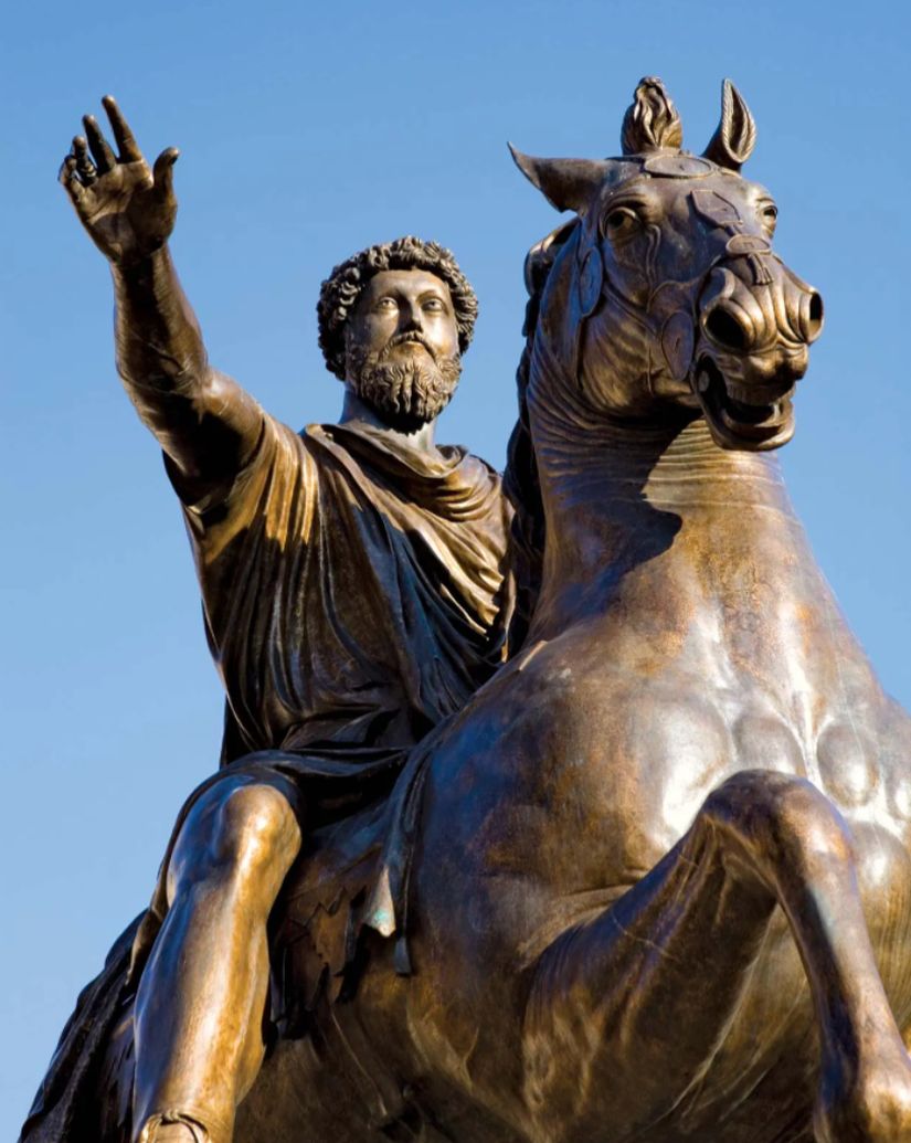 Marcus Aurelius'un bronzdan heykeli. Piazza del Campidoglio, Roma.