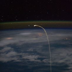 Shuttle Reentry Streak from Orbit