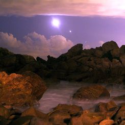 Moon and Venus over Corona Del Mar Beach