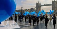 Severance cast surprise London commuters with huge balloon installation
