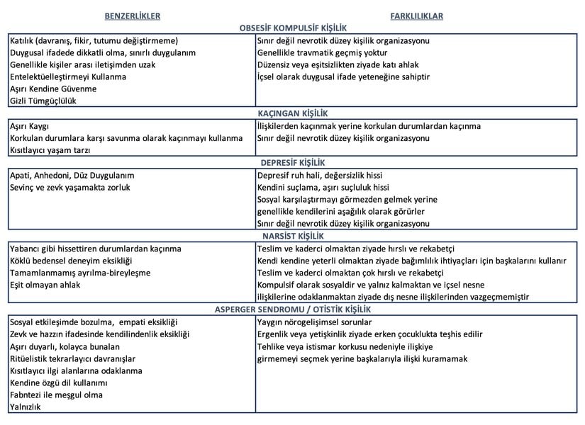 Altta yatan bir şizoid bozuklukla karıştırılması muhtemel en yaygın DSM Eksen I bozukluklarından bazıları