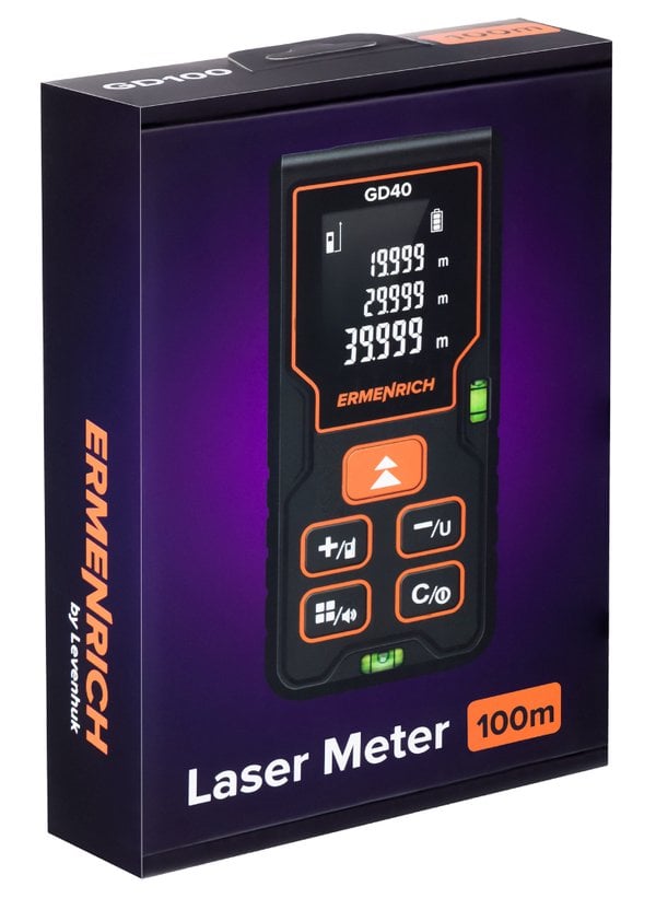 Ermenrich Reel PLUS GD100 Lazer Metre, siyah