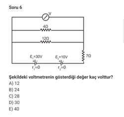 Şekildeki voltmetre kaç volt ölçer?