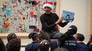 Barack Obama Surprises Chicago Students With Santa Hat Visit