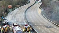 Major motorway closed due to lorry blaze with multiple fire engines scrambled