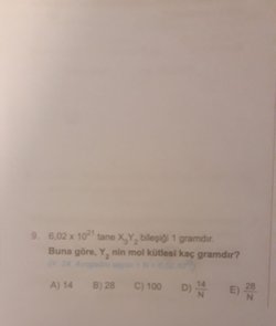 Y2'nin mol kütlesi kaç gramdır?