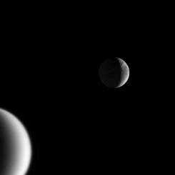 Crescents of Titan and Dione