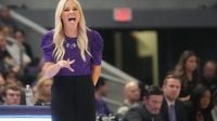 Grand Canyon women's basketball coach Molly Miller celebrates WAC tournament win