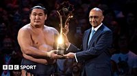 Sumo Wrestling: Follow reaction as Yokozuna Hoshoryu wins the Grand Sumo Tournament in London