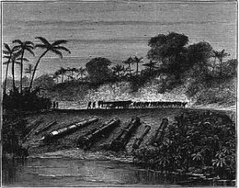 Osmanlı ve Açeli silahlı askerler, 1874 yılında Hollanda'nın Açe'yi işgalinden sonra çizilmiş. (Illustrated London News)