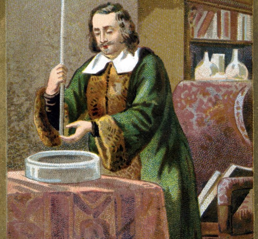 İtalyan fizikçi Evangelista Torricelli veya Toricelli'nin portresi (1608 - 1647).