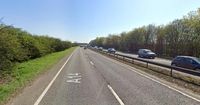 A14 CLOSED after serious crash causes vehicle fire
