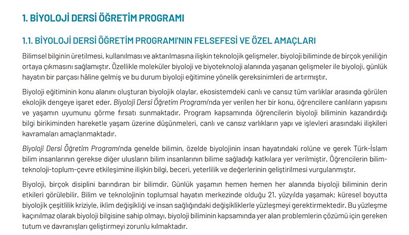 MEB tarafından "Taslak" olarak yayınlanan metin