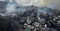 Inside the scene of destruction after huge scrap yard fire