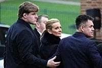 Gabby Logan supported by family at funeral of footie legend dad Terry Yorath