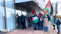 Pro-Palestine protesters disrupt BBC director general's staff event