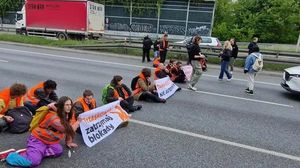 Activists Block S8 Highway In Warsaw Demanding Climate Action