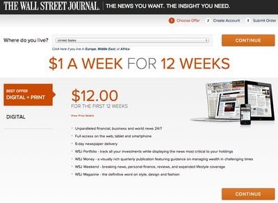 Wall Street Journal ve New York Times gazeteleri çok kısıtlı düzeyde içerik erişimine izin vermekte, sonrasında 'paywall' adı verilen ödeme duvarı ile para istemektedir.