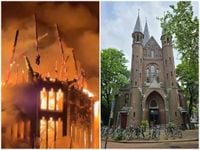 Massive fire engulfs Amsterdam's 150-year-old Vondelkerk Church on New Year