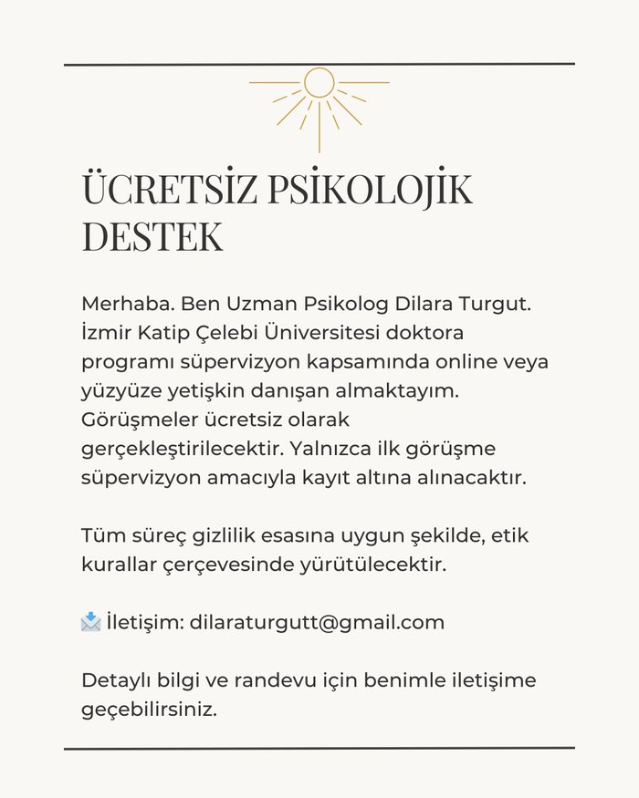 Süpervizyon kapsamında ücretsiz psikolojik destek