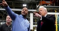 Trump flips off apparent heckler while touring Ford factory