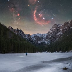 Orion's Treasures over Snowy Mountains