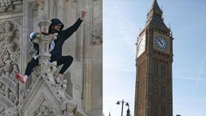 Daredevil Protester Scales Elizabeth Tower Barefoot