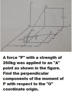 P’nin “O” koordinat başlangıcına göre momentinin dik bileşenlerini bulabilir misiniz?