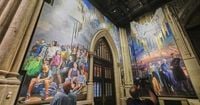 A massive mural honoring NYC immigrants now fills the entrance to St. Patrick’s Cathedral