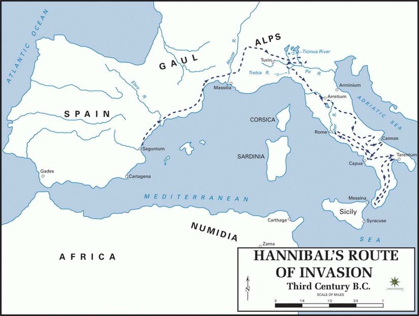 Hannibal'ın İtalya Seferi Haritası