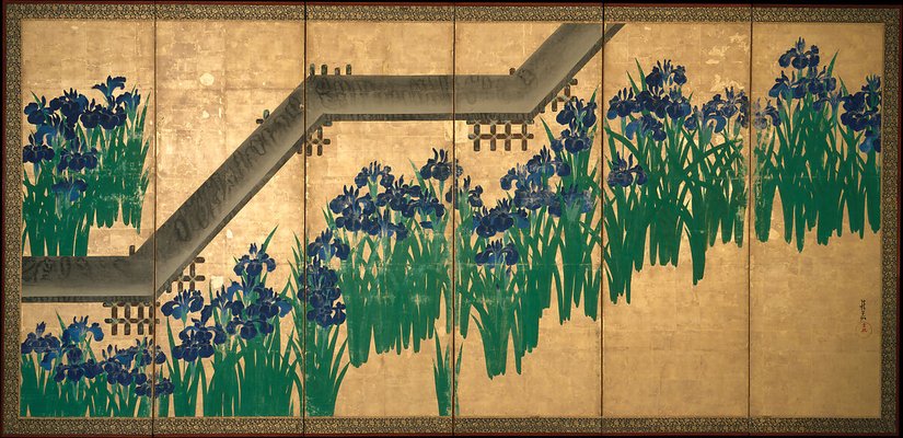 Irises at Yatsuhashi (Eight Bridges) Ogata Kōrin - Edo dönemi (1615–1868) (1709 sonrası)