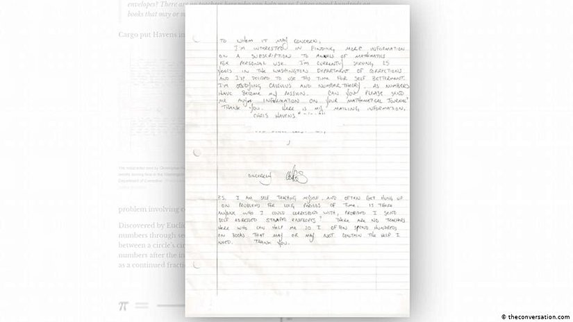 Havens yayınevine yazdığı mektupta, "Sayılar benim tutkum oldu." diyor.