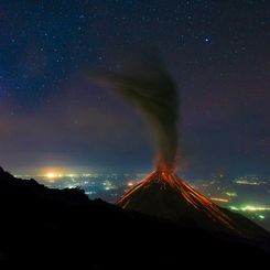  Volcano of Fire Erupts Under the Stars 