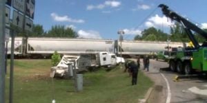 Train And 18 Wheeler Collide At Brownsboro Crossing