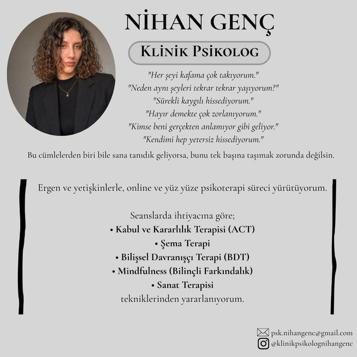 Klinik Psikolog | Online ve Yüz Yüze Psikoterapi