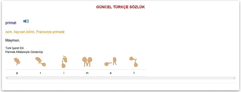 Türk Dil Kurumu Güncel Türkçe Sözlük'e göre "primat" sözcüğünün tanımı