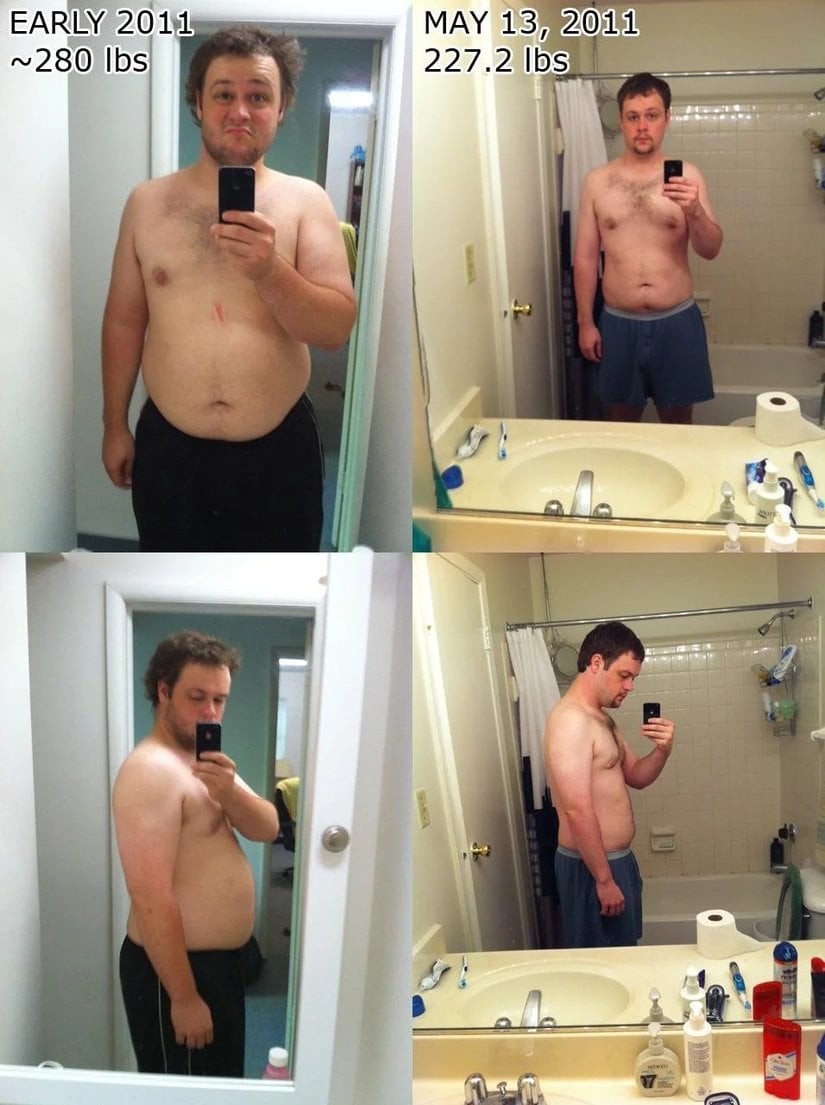 Google'da arama yaparken rastgele bir Reddit paylaşımından denk geldiğimiz fotoğraftaki bu kişi, 185.4 santim uzunluğunda bir erkektir. Sağdaki fotoğraflarda 103.1 kilogram (227.2 lbs) olması, öyle gözükmese bile BMI/VKİ değerini 30.1 yapmaktadır ve kişiyi "obez" kategorisine sokmaktadır. Görebileceğiniz gibi obez olmak için illa belirgin miktarda fazla kilolu olmaya gerek yoktur. Birçok kişi aşırı kilolu veya obez olmasına rağmen, sorunun hep etraflarındaki "daha kilolu" kişilerde olduğunu sanmaktadır. (Görselde sağ taraftaki fotoğraf sehven 2011 yazılmıştır; gerçekte 13 Mayıs 2012 tarihlidir.)