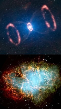 Bu iki yıldız patlaması neden farklı şekiller oluşturmuştur?