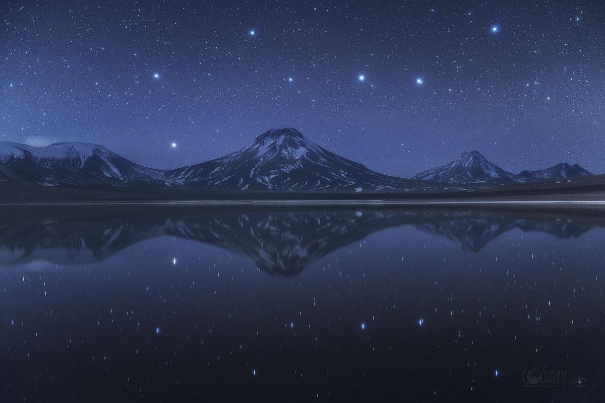  Big Dipper Above and Below Chilean Volcanoes 