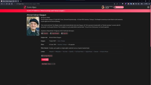 Bir kişiyi bilinen tüm bilgileriyle girdiğiniz zaman sayfasında böyle gözükecektir.