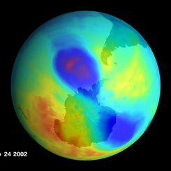 A Small Double Ozone Hole in 2002