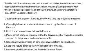 UK Imposes Sanctions On Rwanda Amid Conflict With M23 Rebels