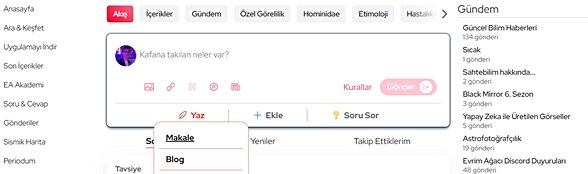Evrim Ağacı akışı üzerinden paylaşım yapmaya yarayan sistemi gösteren görsel.