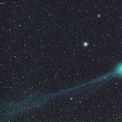  Comet Lovejoy before a Globular Star Cluster 