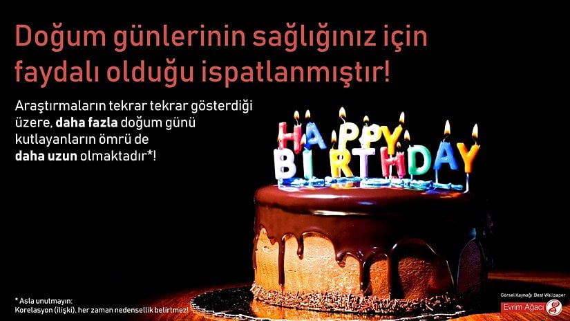 Daha uzun yaşayanların, daha fazla sayıda doğum günü kutlaması son derece anlamlıdır; sonuçta "doğum günü" dediğimiz kavram, yalnızca yaş alma ile mümkün olmaktadır. Dolayısıyla daha uzun yaşamanın nedeni doğum günü kutlamalarının sayısının artması değildir; tam tersine, doğum günü sayısının artma nedeni daha uzun yaşamaktır; eğer daha uzun yaşamasaydınız, kutladığınız doğum günü sayısı da artamazdı.