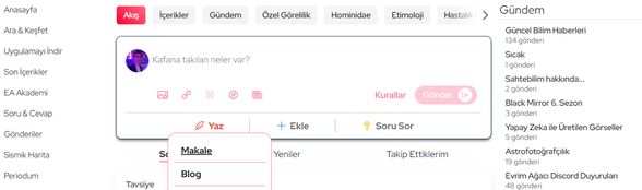 Evrim Ağacı akışı üzerinden paylaşım yapmaya yarayan sistemi gösteren görsel.