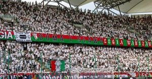 Legia Warszawa Fans March To National Stadium For Cup Final