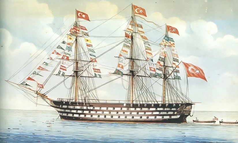 Tersane-i Amire tarafından inşa edilen Mahmudiye (1829), uzun yıllar dünyanın en büyük muharebe gemisiydi.
